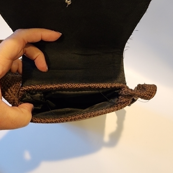 Bohemian Style Crossbody Pocketbook Brown Fabric, Multi Color Sripe, Beads New‎ - Picture 5 of 6